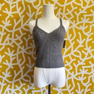 NWT Target Auden Gray Cami Ribbed Crop Top - Medium